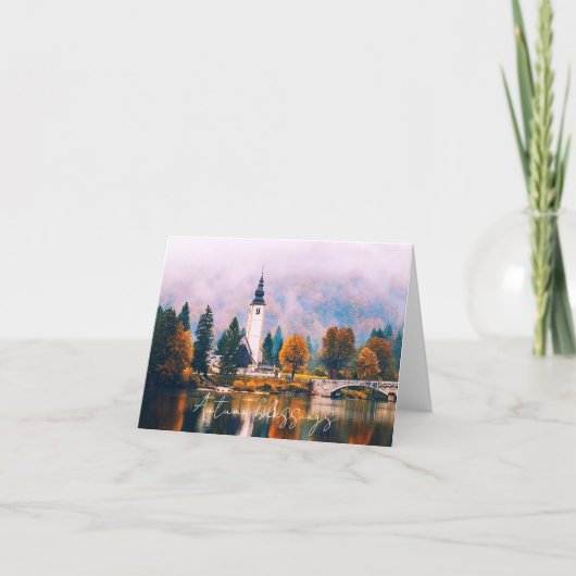 Najaarskerk en brug met aangepaste tekst kaart (Voorkant)