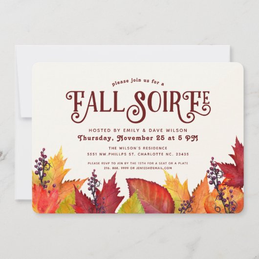 Najaarskleur | Herfst Soiree Dinner Party Kaart (Voorkant)