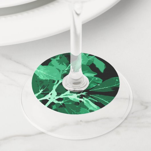 Najaarskleuren, bladeren 7 wijnglaslabel (Dichtbij)