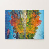 Najaarskleuren die in een stroom in Vermont reflec Legpuzzel (Horizontaal)