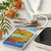 Najaarskleuren die in een stroom in Vermont reflec Sleutelhanger (Voorkant Rechts)