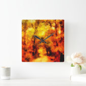 Najaarskleuren van het bos | Abstract landschap Vierkante Klok (Huis)