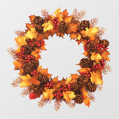 Najaarskransvenster vastklemmen raamsticker (Vel)