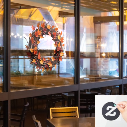 Najaarskransvenster vastklemmen raamsticker (Restaurant Raam)