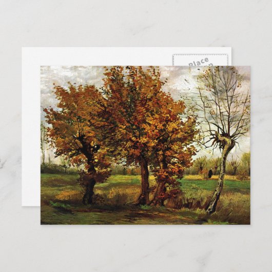 Najaarslandschap met vier bomen door Van Gogh Briefkaart (Voorkant / Achterkant)