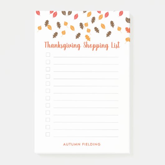 Najaarslijst met winkelaanbiedingen voor Thanksgiv Post-it® Notes (Voorkant)