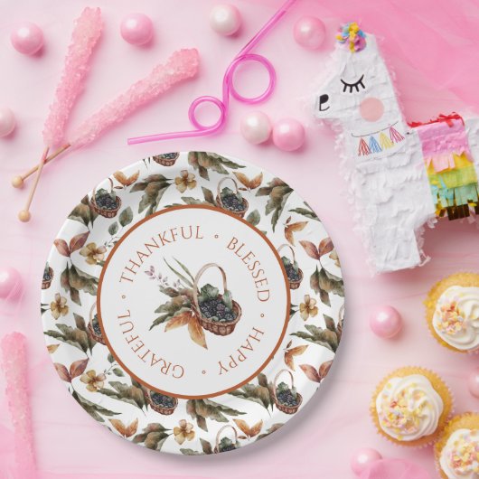 Najaarsmandje van de Berry's bedankt grateful Bles Papieren Bordje (Feest)