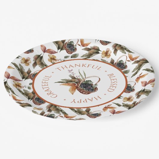 Najaarsmandje van de Berry's bedankt grateful Bles Papieren Bordje (Gekanteld)