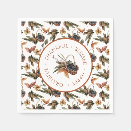 Najaarsmandje van de Berry's bedankt grateful Bles Servet (Voorkant)