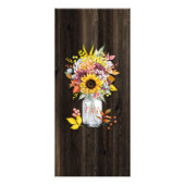 Najaarsmenu Floral Mason Jar String Lights Wedding Reclamekaart (Achterkant)