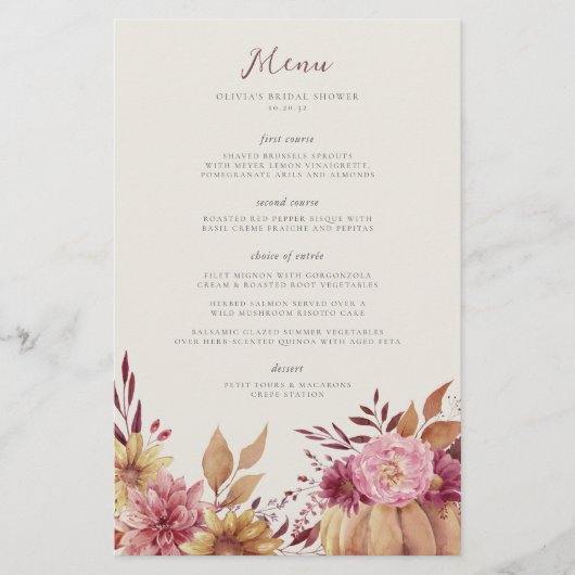 Najaarsmenu Herfst pomkin en Wildbloemen (Voorkant)