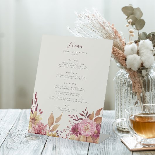 Najaarsmenu Herfst pomkin en Wildbloemen Reclamebord Met Voetstuk