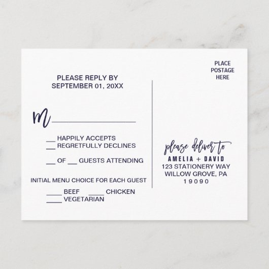 Najaarsmenu Keuze uit RSVP-Briefkaart Uitnodiging Briefkaart (Achterkant)