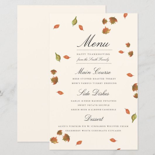 Najaarsmenu Thanksgiving laat verlaten (Voorkant / Achterkant)