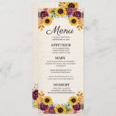 Najaarsmenu Zonnebloem Floral Wedding Kaart (Voorkant / Achterkant)