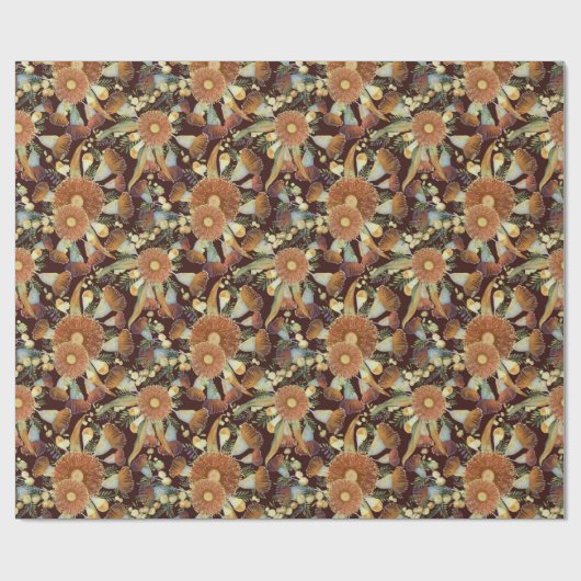 Najaarspatroon met eucalyptus en waterspatroon cadeaupapier (Vlak)