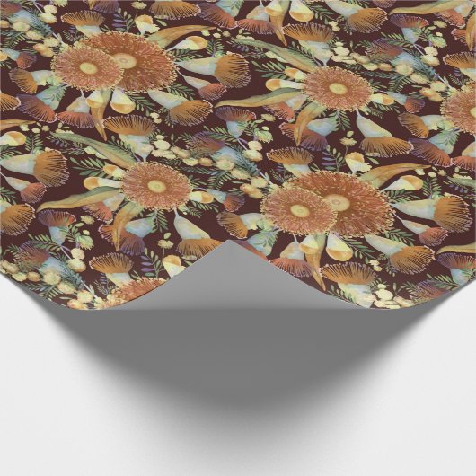 Najaarspatroon met eucalyptus en waterspatroon cadeaupapier (Hoek)