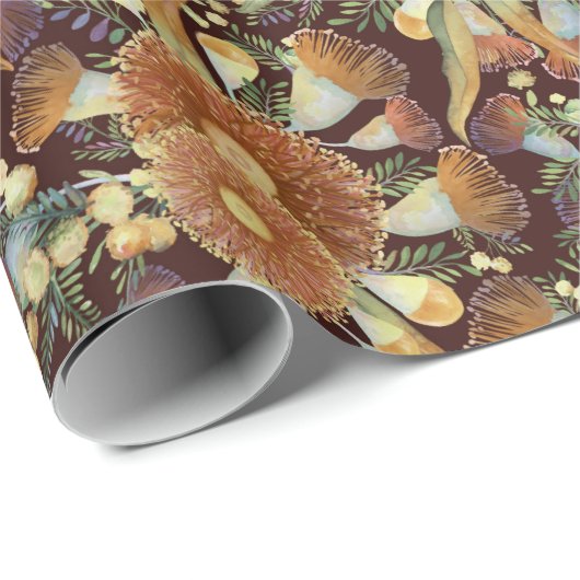 Najaarspatroon met eucalyptus en waterspatroon cadeaupapier (Rol Hoek)