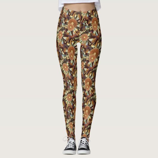 Najaarspatroon met eucalyptus en waterspatroon leggings (Voorkant)