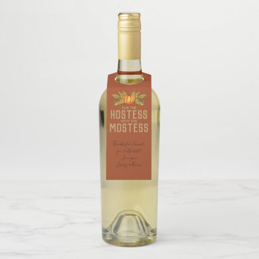Najaarspompoen Thanksgiving hostess Gift Wine Flessenhanger (Op fles)