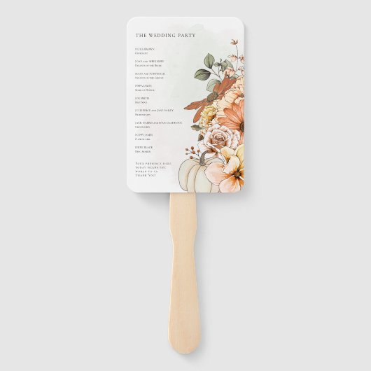 Najaarsprogramma Florals Pumpkin Waterverf Wedding Handwaaier (Achterkant)
