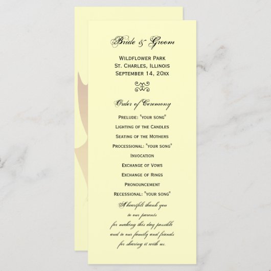 Najaarsprogramma van het lefbruiloft van Oak Programmakaart (Voorkant / Achterkant)