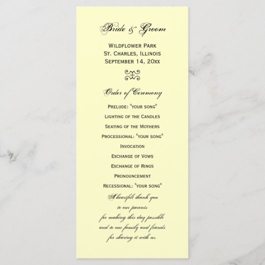 Najaarsprogramma van het lefbruiloft van Oak Programmakaart (Voorkant)