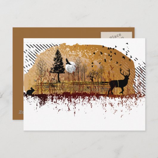 Najaarsscene Night Briefkaart (Voorkant / Achterkant)