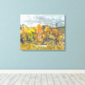 Najaarsschilderende waterverf 300 canvas afdruk (Insitu (Houten vloer))