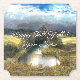 Najaarsschilderij van de waterverf kartonnen onderzetters