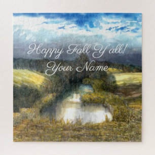 Najaarsschilderij van de waterverf legpuzzel