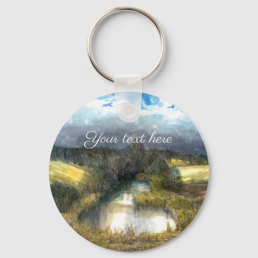 Najaarsschilderij van de waterverf sleutelhanger (Voorkant)