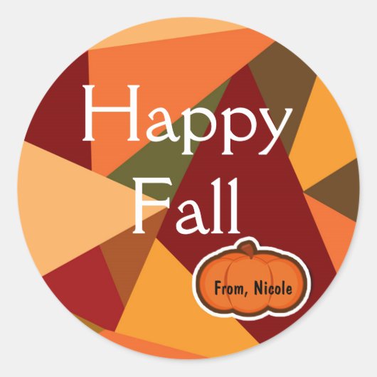 NajaarsThanksgiving Herfst van de pomkin Favor Ronde Sticker (Voorkant)