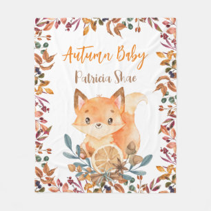 Najaarsthema baby leuke baby fox herfst op maat fleece deken
