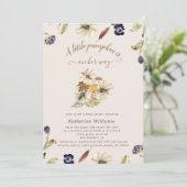 najaarstonen pompoen baby shower uitnodiging (Staand voorkant)