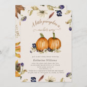 najaarstonen pompoen baby shower uitnodiging (Voorkant / Achterkant)