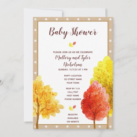 Najaarsuitnodiging Baby shower Kaart (Voorkant)