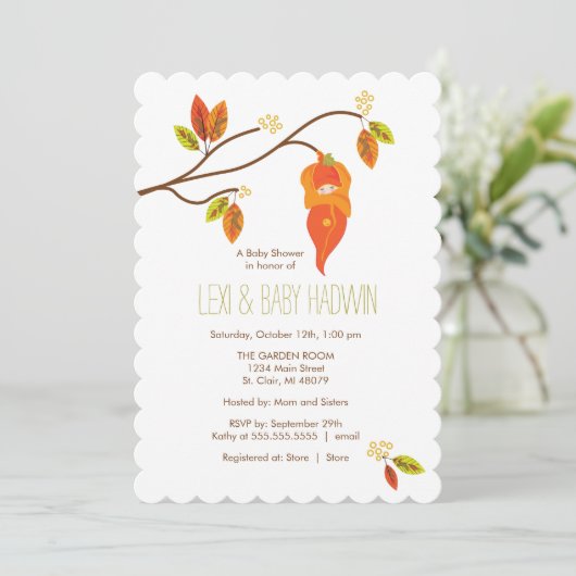 Najaarsuitnodiging Baby shower  | Neutraal Kaart (Staand voorkant)