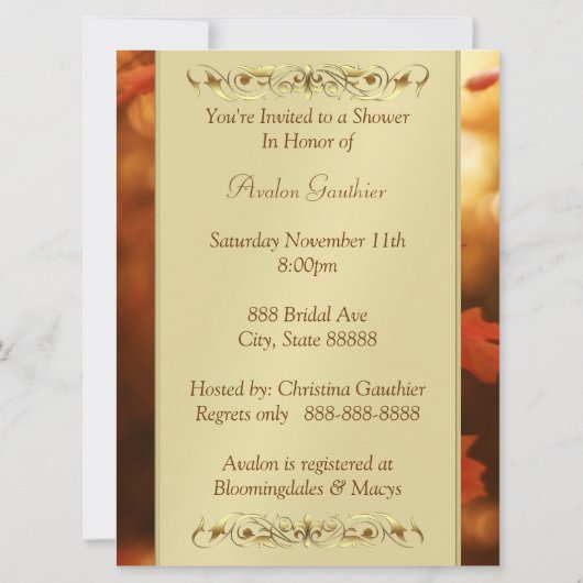 Najaarsuitnodiging Herfst Leaf Vrijgezellenfeest M Kaart (Achterkant)