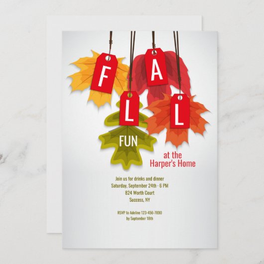 Najaarsuitnodiging Labels Kaart (Voorkant / Achterkant)