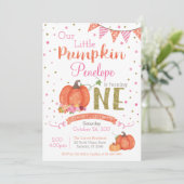 Najaarsuitnodiging Little Pumpkin 1st Birthday Inv Kaart (Staand voorkant)
