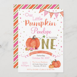 Najaarsuitnodiging Little Pumpkin 1st Birthday Inv Kaart
