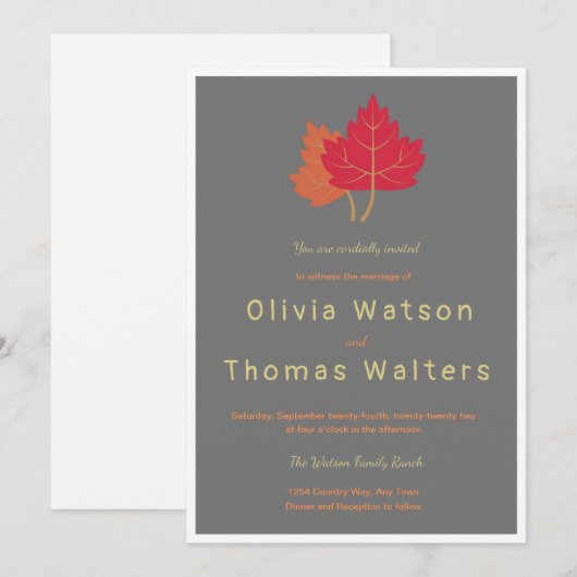 Najaarsuitnodiging om het huwelijk te verlaten kaart (Voorkant / Achterkant)