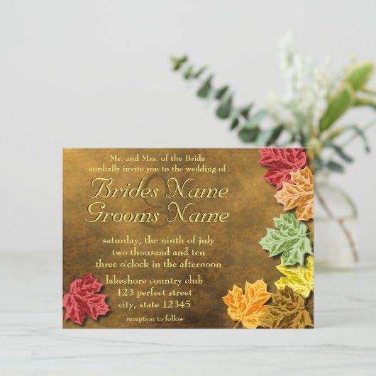 Najaarsuitnodiging om het huwelijk te verlaten kaart (Staand voorkant)