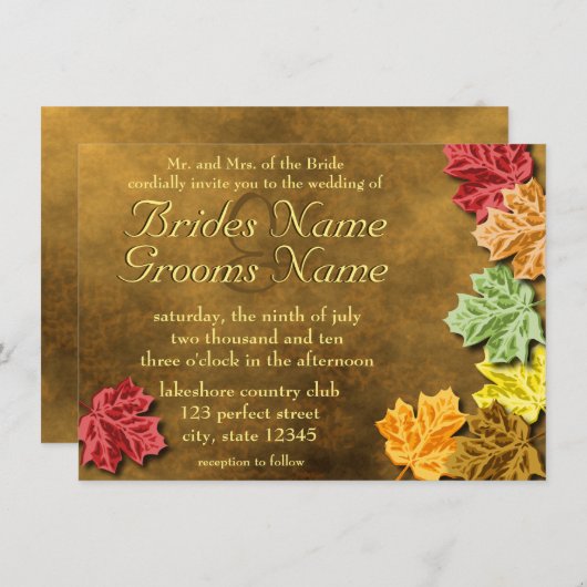 Najaarsuitnodiging om het huwelijk te verlaten kaart (Voorkant / Achterkant)