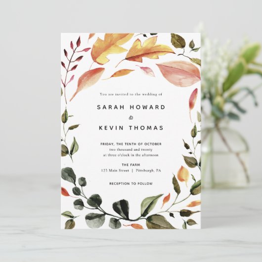 Najaarsuitnodiging om het huwelijk te verlaten kaart (Staand voorkant)