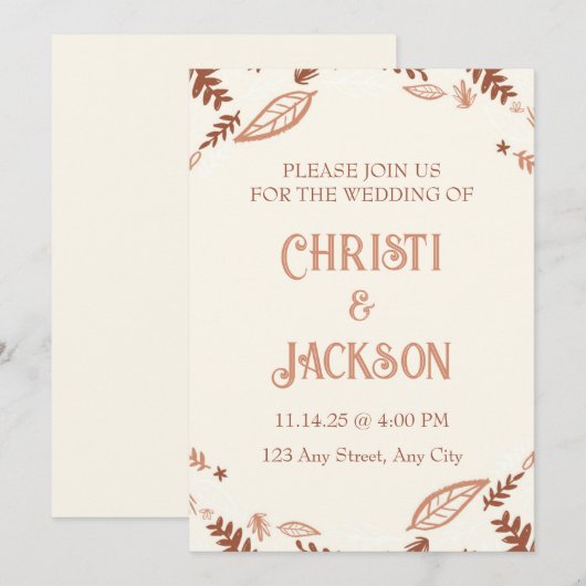 Najaarsuitnodiging om het huwelijk te verlaten kaart (Voorkant / Achterkant)