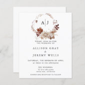 Najaarsuitnodiging op monogram huwelijk (Voorkant / Achterkant)