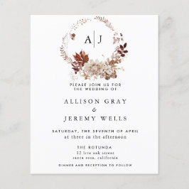 Najaarsuitnodiging op monogram huwelijk