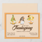 Najaarsuitnodiging Thanksgiving Gnomes Kaart (Voorkant / Achterkant)